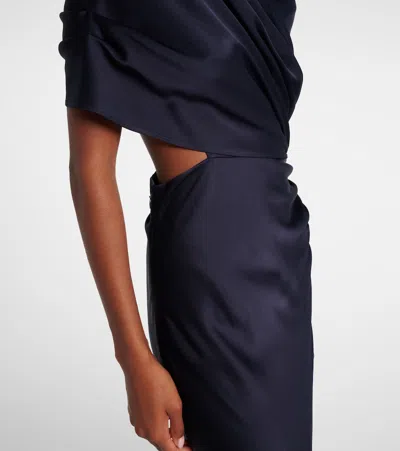 Stella Mccartney Caped Draped Gown In Blue