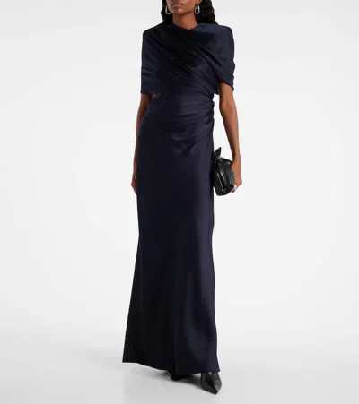 Stella Mccartney Caped Draped Gown In Blue
