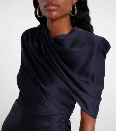 Stella Mccartney Caped Draped Gown In Blue