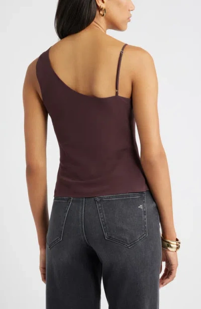 Open Edit Drape Asymmetric Neck Top In Brown