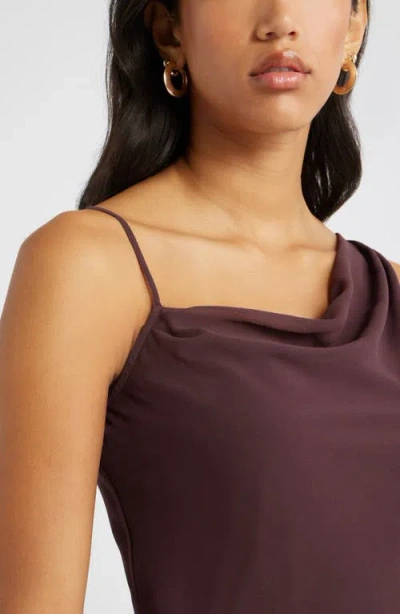 Open Edit Drape Asymmetric Neck Top In Brown