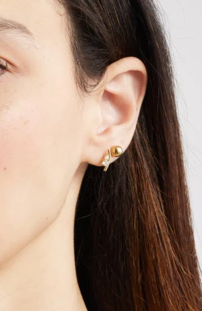 Nordstrom Set Of 3 Cubic Zirconia Assorted Stud Earrings In Gold