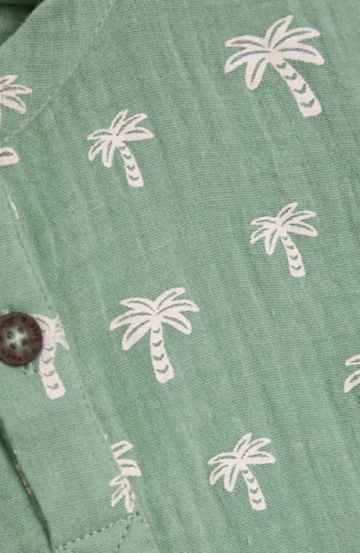Jojo Maman Bébé Jojo Maman Bebe Palm Tree Cotton Gauze Henley & Shorts Set In Green