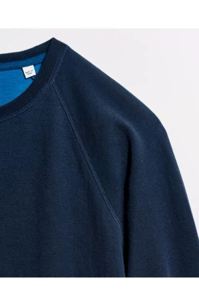 Billy Reid Long Sleeve Sueded Cotton Crewneck Shirt In Carbon Blue