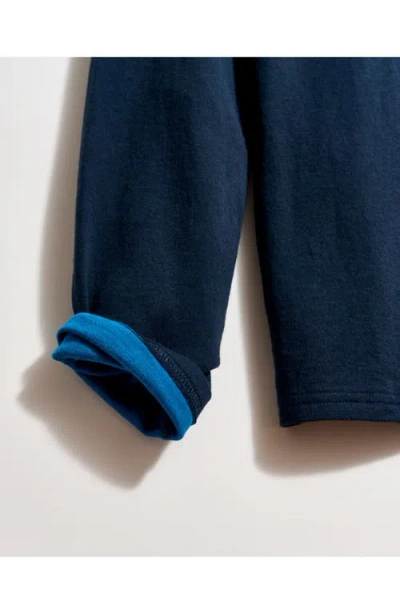 Billy Reid Long Sleeve Sueded Cotton Crewneck Shirt In Carbon Blue