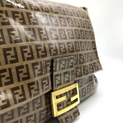 Pre-owned Fendi Zucchino Brown Nylon Shoulder Bag ()