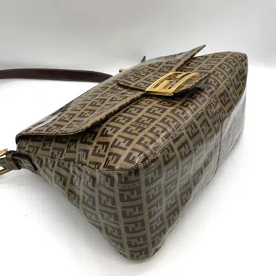 Pre-owned Fendi Zucchino Brown Nylon Shoulder Bag ()