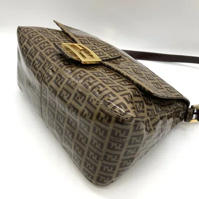 Pre-owned Fendi Zucchino Brown Nylon Shoulder Bag ()