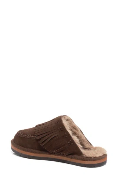 Free People Fallon Fringe Faux Fur Mule Slipper In Brown | ModeSens