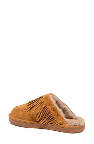 Free People Fallon Fringe Faux Fur Mule Slipper In Brown | ModeSens