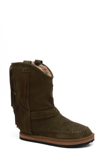 Free People Faye Fringe Faux Fur Boot In Brown | ModeSens