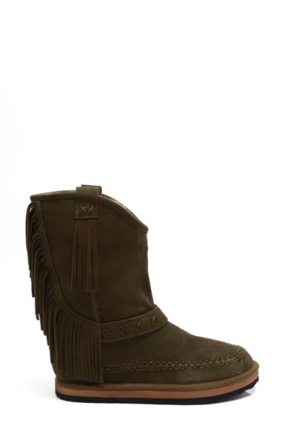 Free People Faye Fringe Faux Fur Boot In Brown | ModeSens
