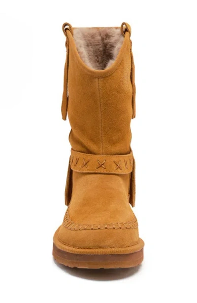 Free People Faye Fringe Pull On Slipper Boots Honey In Brown