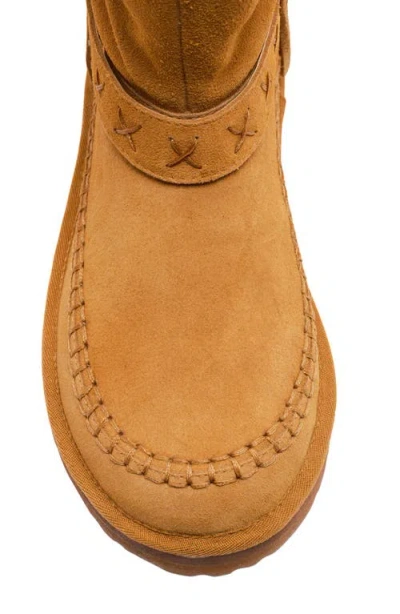 Free People Faye Fringe Pull On Slipper Boots Honey In Brown