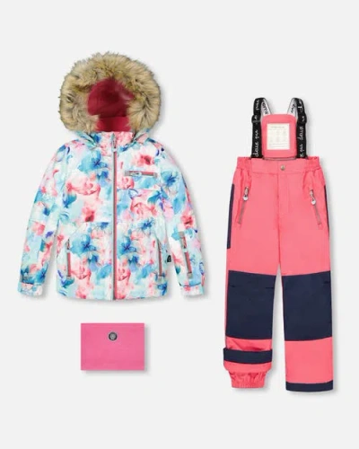 Deux Par Deux Girl Two-piece Play Snowsuit With Jacket In Pink