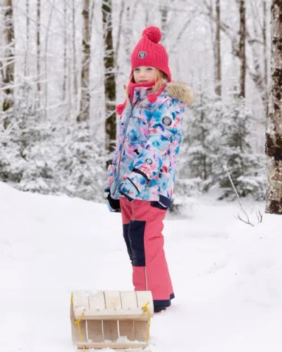 Deux Par Deux Girl Two-piece Play Snowsuit With Jacket In Pink