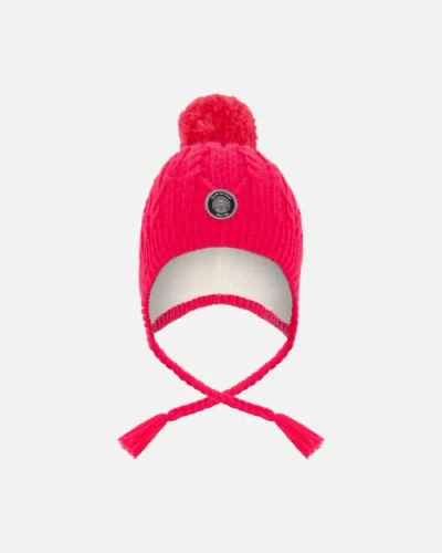 Deux Par Deux Lined Winter Hat With Pompom In Red