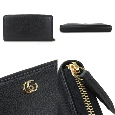 Pre-owned Gucci Black Leather Long Wallet (bi-fold) ()