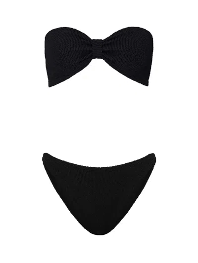 Hunza G Jean Crinkle Strapless Bikini In Black