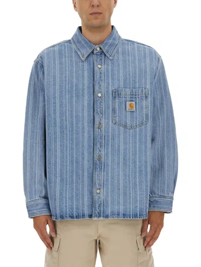Carhartt Striped Cotton Shirt Jacket With Chest Pocket
