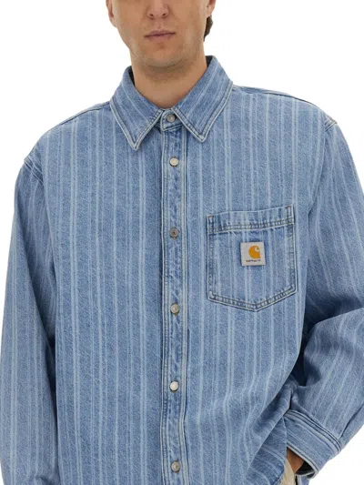 Carhartt Striped Cotton Shirt Jacket With Chest Pocket