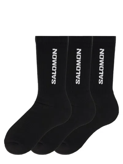 Salomon 3-pack Socks Everyday Crew In Black