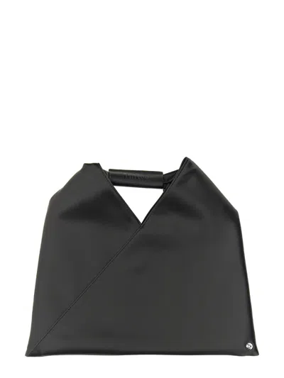 Mm6 Maison Margiela Mm6 By Maison Margiela Asymmetrical Black Mini Bag With Distinctive Handle In Black