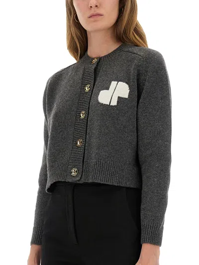 Patou Jp Monogram Intarsia Wool And Cashmere Cropped Cardigan Clothing