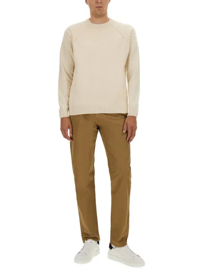 Woolrich Classic Crew Neck Choker With Raglan Sleeves In Neutral
