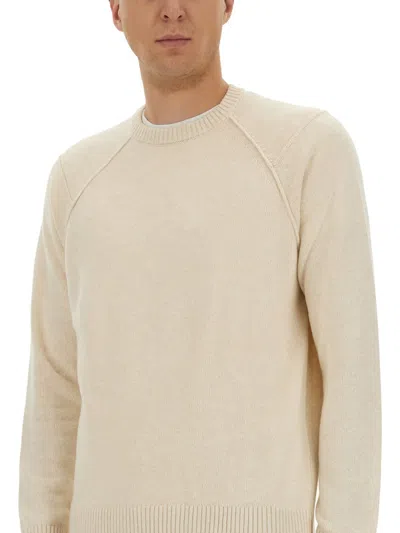 Woolrich Classic Crew Neck Choker With Raglan Sleeves In Neutral