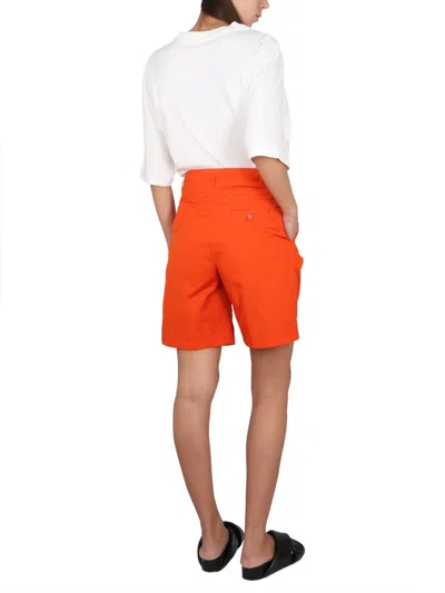 Aspesi High-waisted Cotton Poplin Shorts In Orange