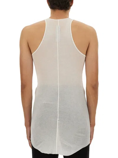 Rick Owens Sleeveless Cotton Top With Longer Back Hem In White