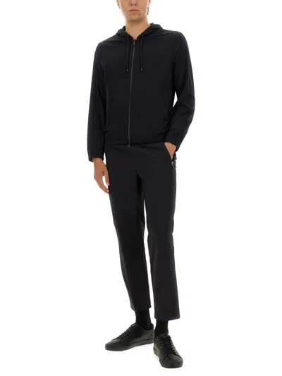 Hugo Boss Boss Minimalist Hooded Jacket With Zip Front And Elastic Cuffs In Black
