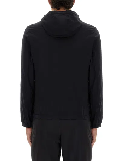 Hugo Boss Boss Minimalist Hooded Jacket With Zip Front And Elastic Cuffs In Black