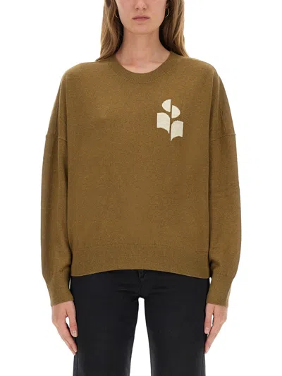 Isabel Marant Étoile Relaxed Fit Long Sleeve Jersey Top With Ribbed Details In Brown