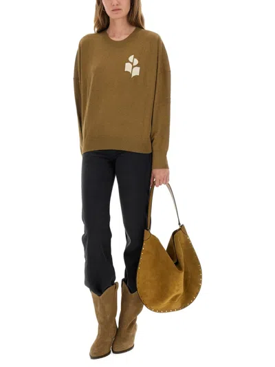 Isabel Marant Étoile Relaxed Fit Long Sleeve Jersey Top With Ribbed Details In Brown