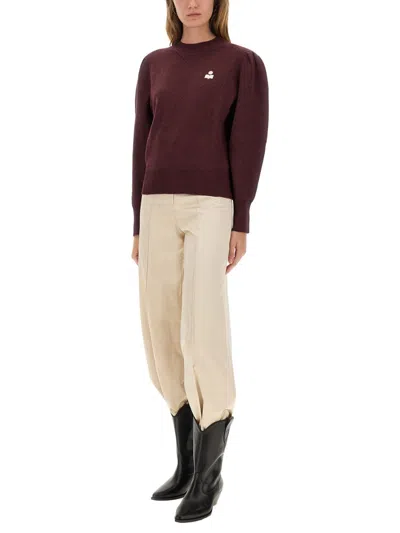 Isabel Marant Étoile Isabel Marant Etoile Marisans Mixed Cotton Logo Sweater In Burgundy