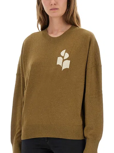Isabel Marant Étoile Relaxed Fit Long Sleeve Jersey Top With Ribbed Details In Brown
