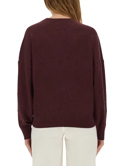 Isabel Marant Étoile Isabel Marant Etoile Marisans Mixed Cotton Logo Sweater In Burgundy
