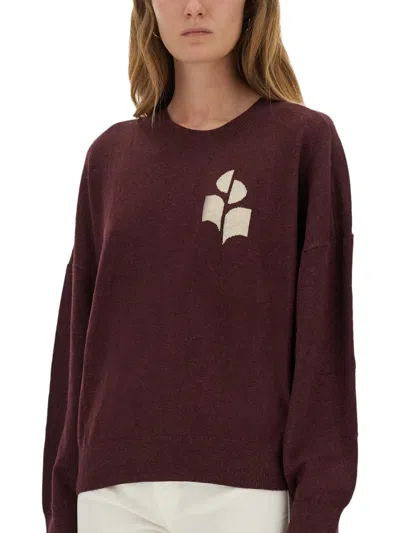 Isabel Marant Étoile Isabel Marant Etoile Marisans Mixed Cotton Logo Sweater In Burgundy