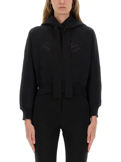 Patou Knitwear Hood Cropped Ribbed Cuffs In Black