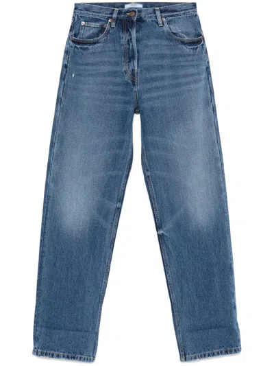 Prada Vintage Wide Leg Jeans With Used Finish In Blue