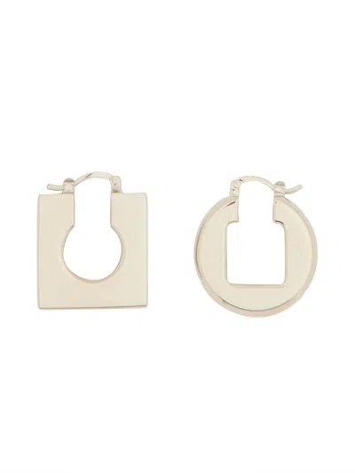 Jacquemus Women Asymmetric Mini Earrings In Neutral