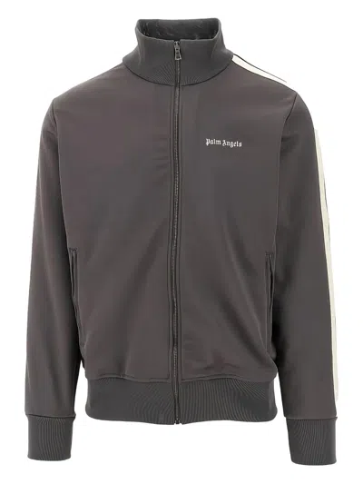 Palm Angels Stripe-detail Long-sleeves Jacket In Gray