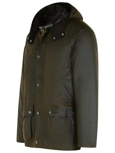 Barbour Mens Olive Ashby Corduroy-trimmed Waxed Cotton Jacket Xxl In Green