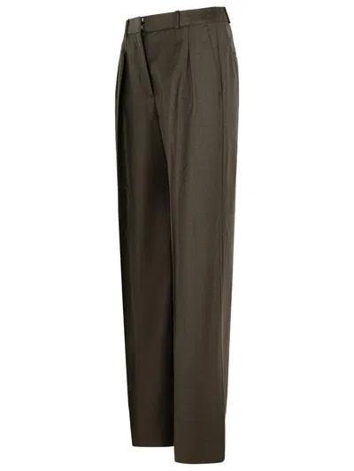 Loulou Studio 'sbiru' Brown Virgin Wool Pants In Red