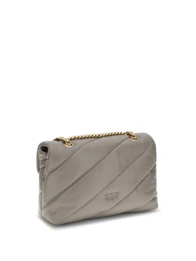 Pinko Love Quilted Logo-embellished Shoulder Bag In Gray