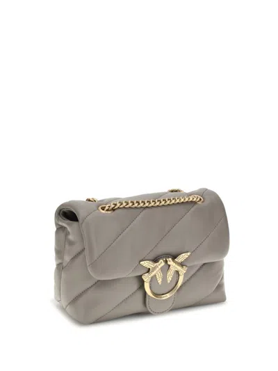 Pinko Love Quilted Logo-embellished Shoulder Bag In Gray