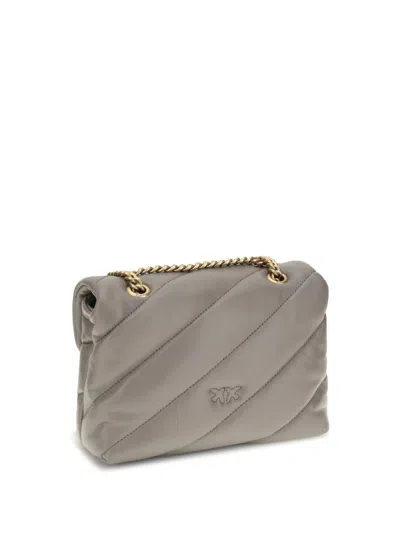 Pinko Love Quilted Logo-embellished Shoulder Bag In Gray