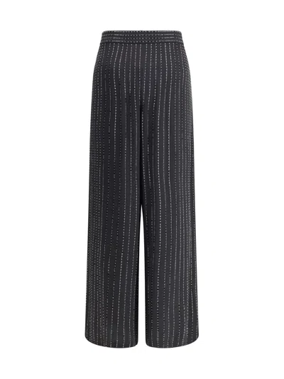 Giorgio Armani Wide-leg Silk Pants With Strass In Animal Print